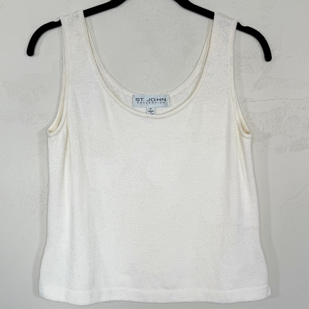 Vintage St. John Collection Wool Rayon Blend Ivory / Cream Knit Sleeveless Tank